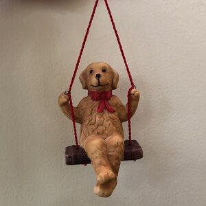 VINTAGE Ceramic Yellow Lab/ Labrador/ Labradoodle Dog Ornament Hanging Decor